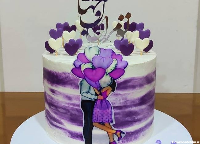 طرز تهیه کیک سالگرد ازدواج با تم بنفش ساده و خوشمزه توسط N.S - کوکپد