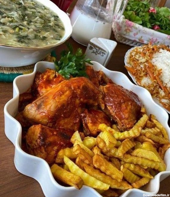 تزیین خورشت مرغ خوشگل خوشمزه برای مهمانی ها و مجالس