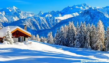 منظره کوهستانی زیبا در زمستان beautiful mountain in winter