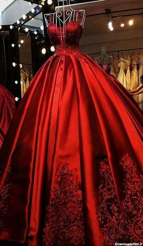 لباس جدید نامزدی مدل پرنسسی قرمز رنگ زیبا و شیک