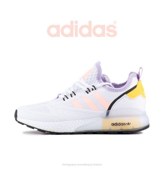 کتانی پیاده روی زنانه آدیداس سفید/رنگی - Adidas ZX 2K Boost White/Pink-Yellow-Purple