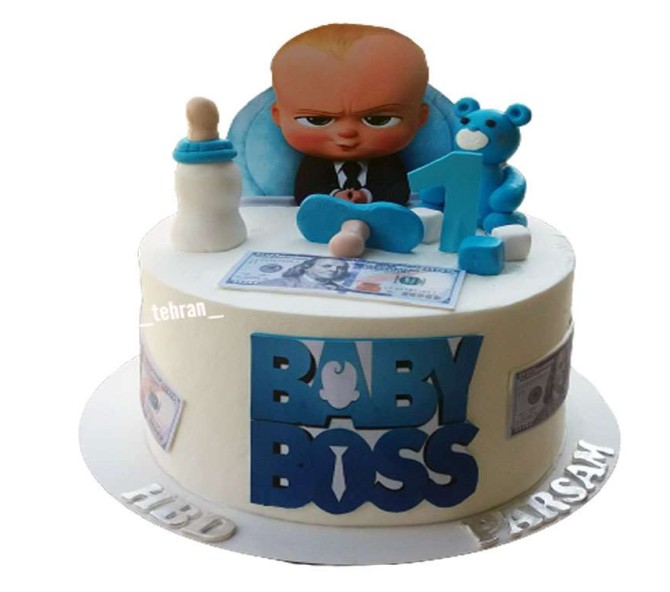 خرید کیک پسرانه بچه رئیس آبی | کیک تهران