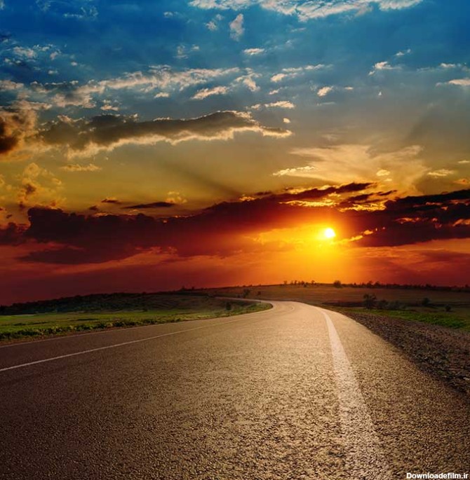 دانلود عکس جاده در غروب آفتاب | پرشین گراف