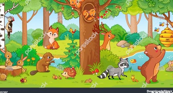 عکس جنگل کارتونی با حیوانات
