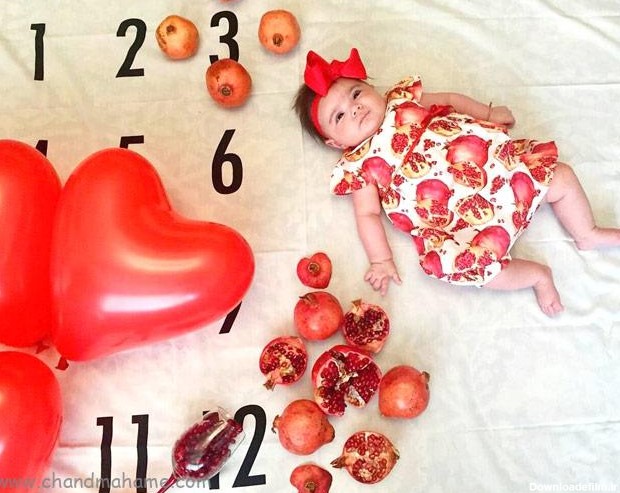 عکس های زیبای ماهگرد نوزادان با تم یلدا و پاییز - مجله چند ماهمه