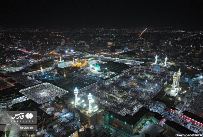 عکس/ تصویر هوایی از ازدحام جمعیت در حرم امام رضا(ع) در دومین شب قدر