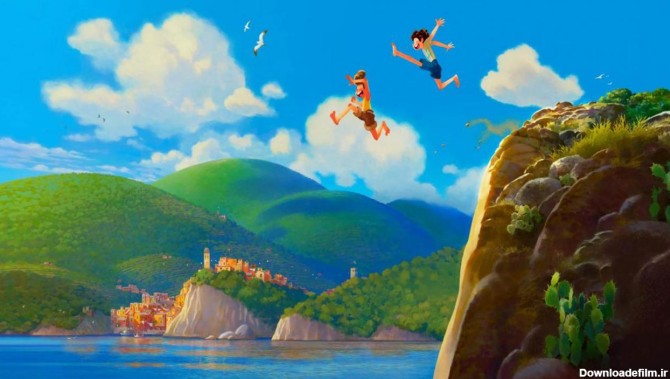 شخصیت لوکا و دوستش حین بازی در سواحل در انیمیشن لوکا