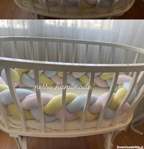 گارد محافظ تخت و گهواره نوزاد دو متری رنگ های پاستیلی لیمویی ،صورتی ،ابی  مخمل ،عکس  از مشتری  ارتفاع 15 س