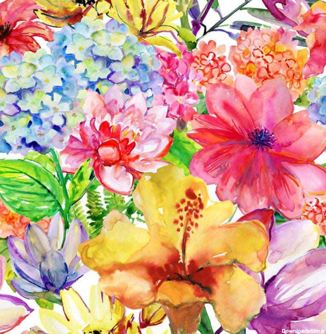 دانلود تصویر نقاشی گل های رنگارنگ زیبا
