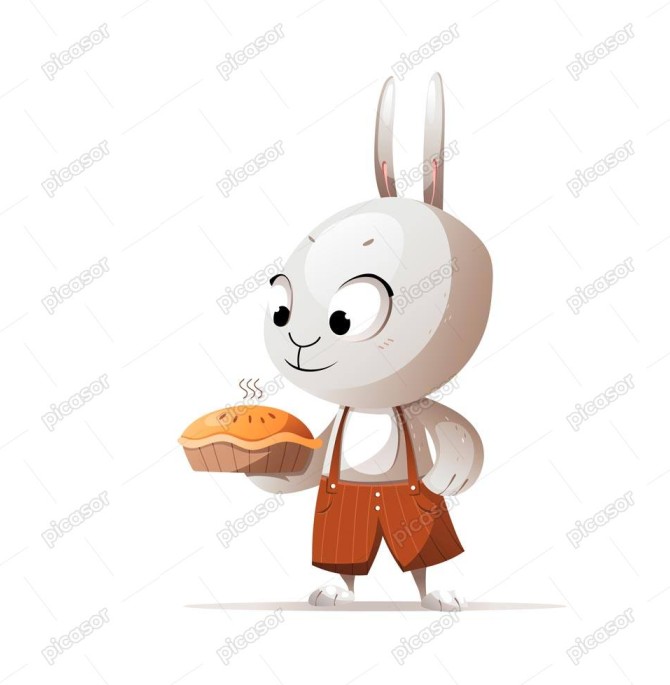 وکتور خرگوش کارتونی با کیک هویج در دست » پیکاسور