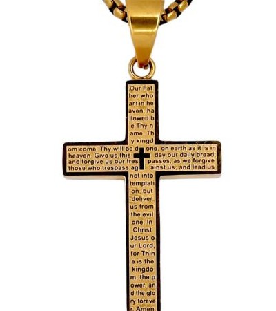 گردنبند صلیب طلایی با دعای ربانی