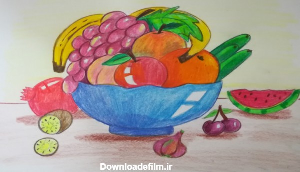 آموزش نقاشی ظرف میوه