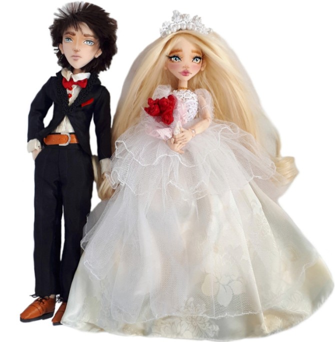 قیمت و خرید عروسک مدل عروس و داماد ارتفاع 40 سانتی متر مجموعه 2 عددی