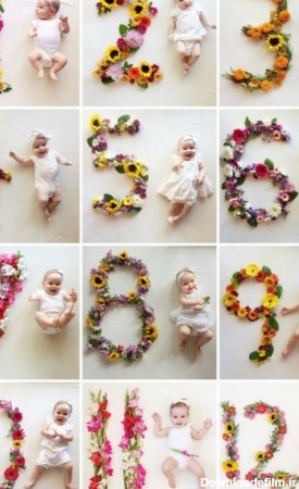 ایده جذاب عکاس ماهگرد نوزاد و ساخت آلبوم عکس با استفاده گل طبیعی