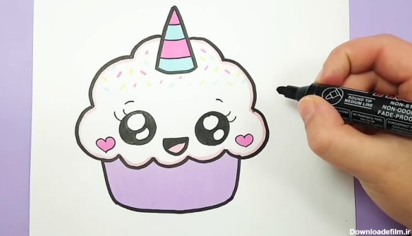 آموزش نقاشی کاپ کیک یونیکورنی گوگولی