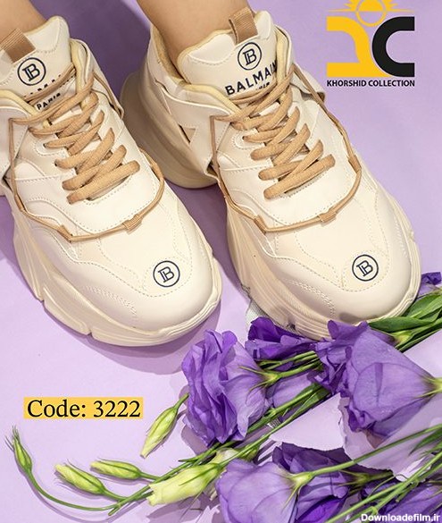 کفش کتونی زنانه بالمین رنگ کرمی کد 3222 - خورشید کالکشن