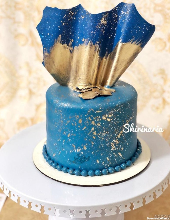 خرید و قیمت کیک تولد آبی گل و سنجاقک زیبا مرواریدی(2کیلو)
