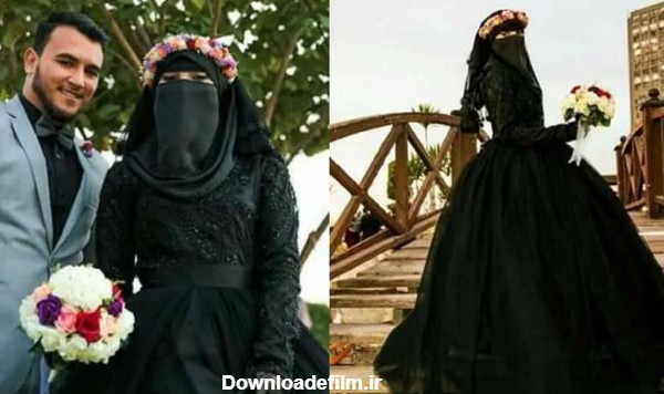 لباس سیاه و عجیب عروس و داماد مصری | عروس تاریکی + عکس
