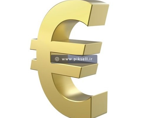 عکس با کیفیت از نماد سه بعدی علامت یورو