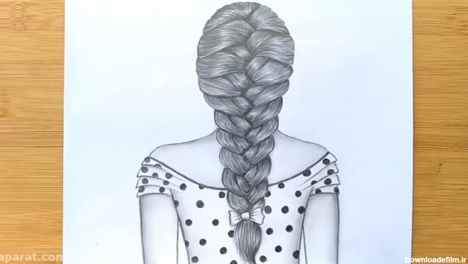 آموزش نقاشی دختری با موهای بافته شده