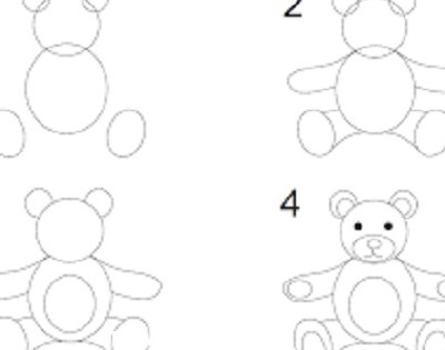 آموزش تصويري کشيدن نقاشي خرس عروسکی بصورت قدم به قدم