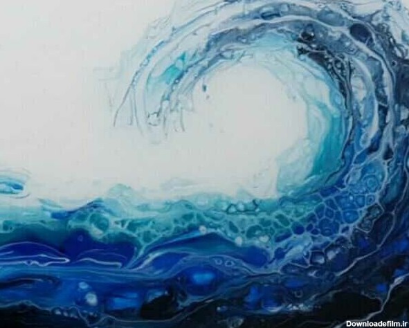 نقاشی موج دریا آبی کپی با ذکر صلوات جهت سلامتی و تعجیل در - عکس ویسگون