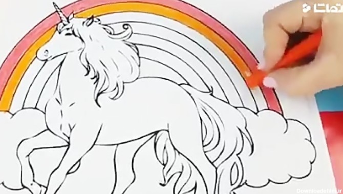 نقاشی اسب تک شاخ کودکانه