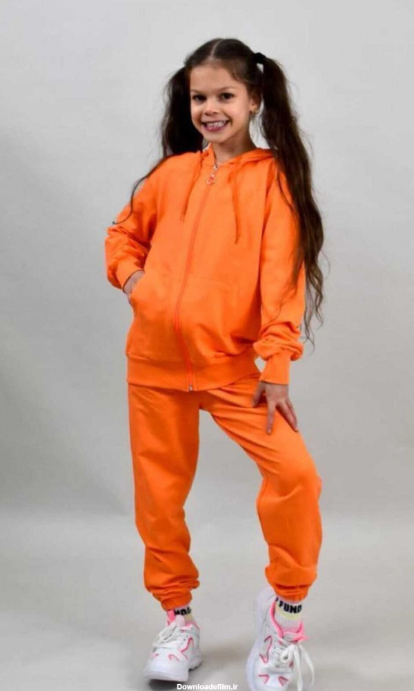 ست 2 تکه لباس ورزشی بچه گانه دخترانه نارنجی برند Benini | ریمد