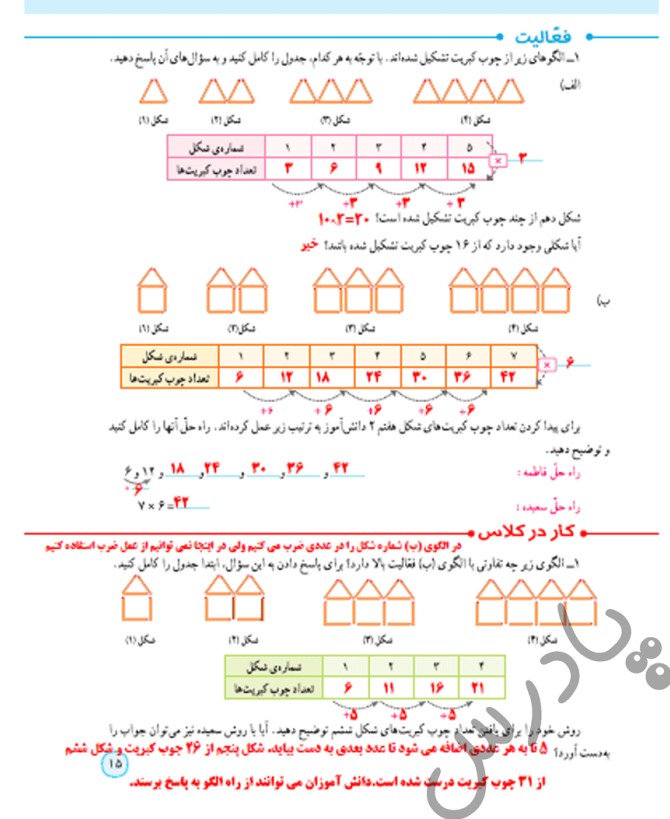 حل فعالیت صفحه 15 ریاضی پنجم | پادرس