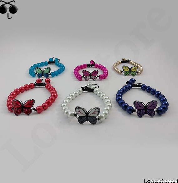 دستبند مهره ای پروانه با رنگ های خاص و جذاب - اکسسوری لوکس استور