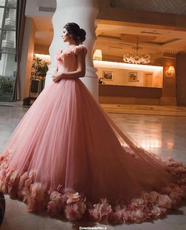 عکس مدل لباس عروس جدید با رنگ صورتی جذاب با کیفیت بالا