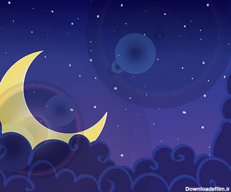 عکس ماه و ستاره کارتونی در شب
