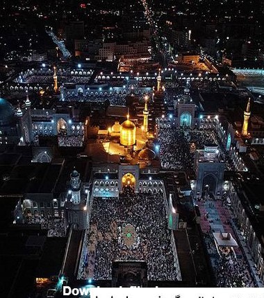 عکس حرم امام رضا از بالا در شب