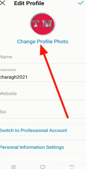 برای تعویض عکس پروفایل اینستا