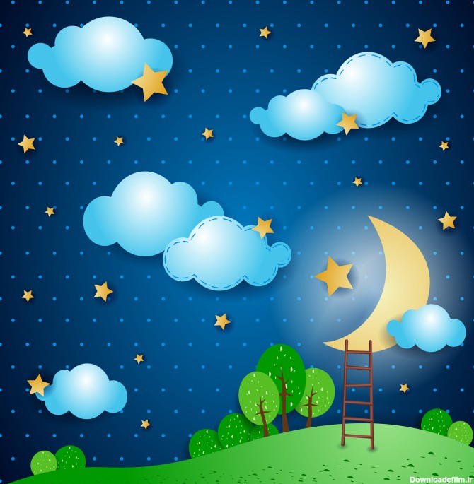 وکتور کارتونی ماه و ستاره - گالری تصاویر نقش