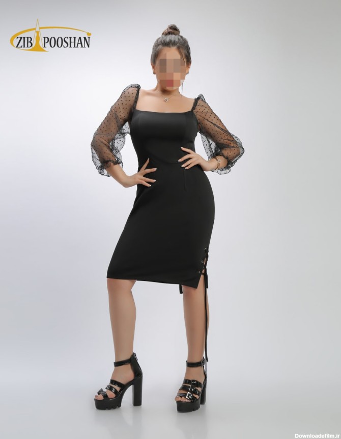 لباس مجلسی کوتاه مدل شقایق سیاه | زیبا پوشان