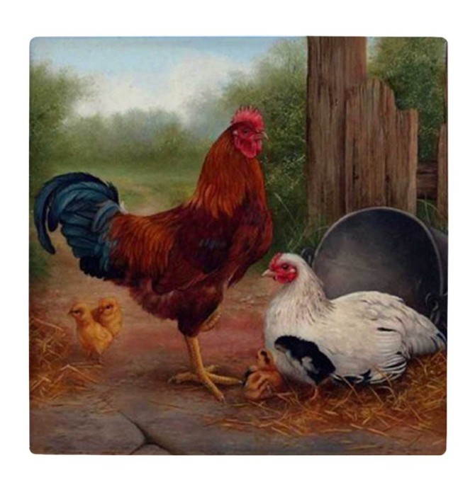 قیمت و خرید کاشی کارنیلا طرح نقاشی مرغ و خروس و جوجه ها کد wk4426