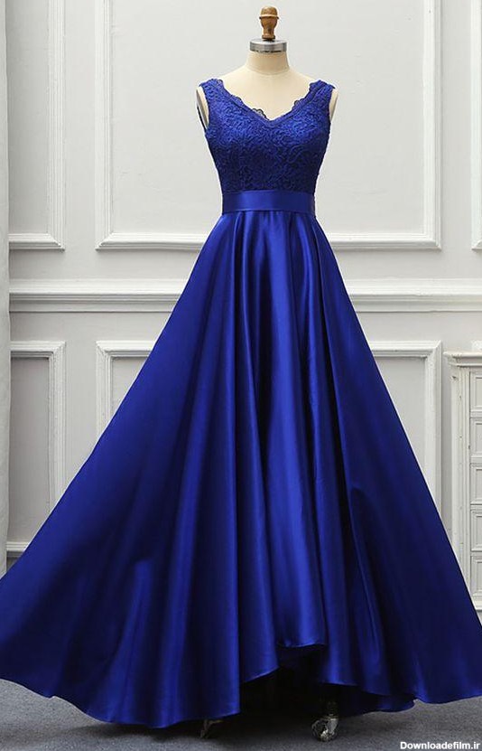 لباس مجلسی 2020 رنگ آبی کاربنی | 19 مدل لباس مجلسی بلند و کوتاه ...