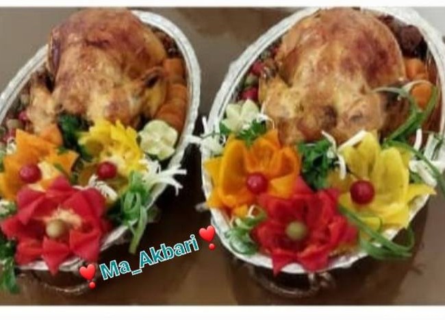 طرز تهیه تزیین و دیزاین مرغ شکم پر ساده و خوشمزه توسط 🍃Ma Akbari ...