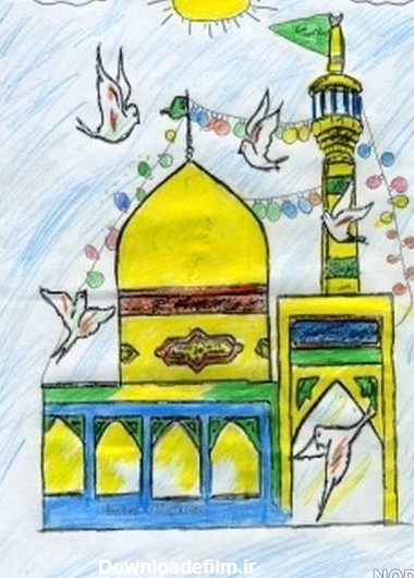 نقاشی کودکانه حرم امام حسین - عکس نودی
