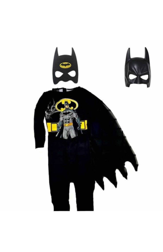 لباس سرهمی بچه گانه بتمن همراه 2 نقاب مشکی برند Batman | ریمد