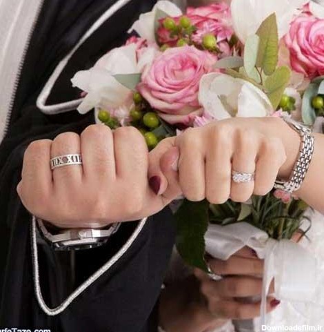 عکس دست عروس داماد روی گل