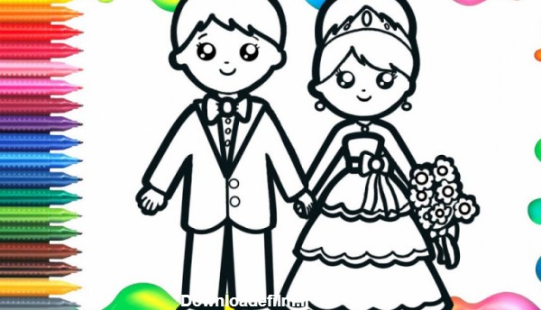 نحوه کشیدن عروس و داماد برای کودکان / نقاشی برای بچه ها
