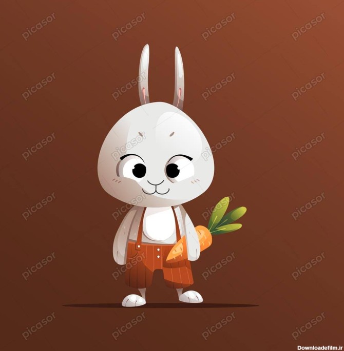 وکتور خرگوش کارتونی بامزه با هویج » پیکاسور