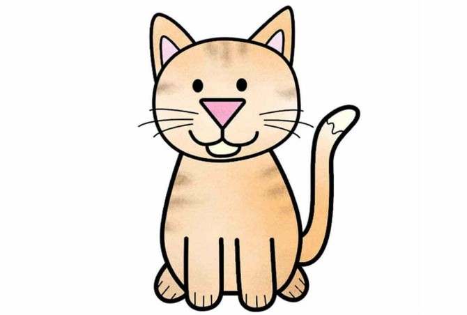 نقاشی گربه کودکانه با آموزش ویدئویی