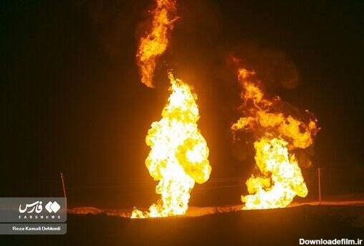 عکس/ انفجار خط لوله گاز در بروجن