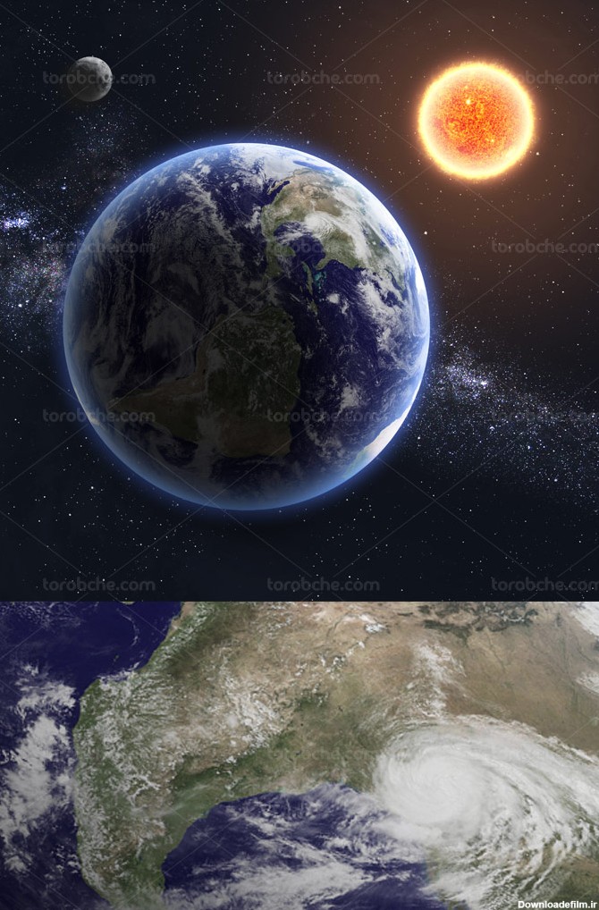 عکس با کیفیت کره ی زمین، خورشید و ماه - گرافیک با طعم تربچه