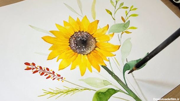 آموزش نقاشی برای مبتدیان - نقاشی گل آفتابگردان