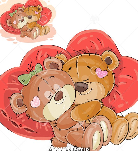 دانلود وکتور خرس کارتونی عاشقانه زیبا