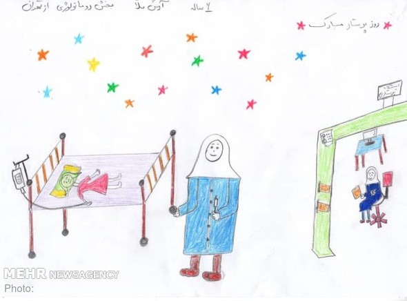 تصاویر/ نقاشی های کودکان بیمار در روز پرستار